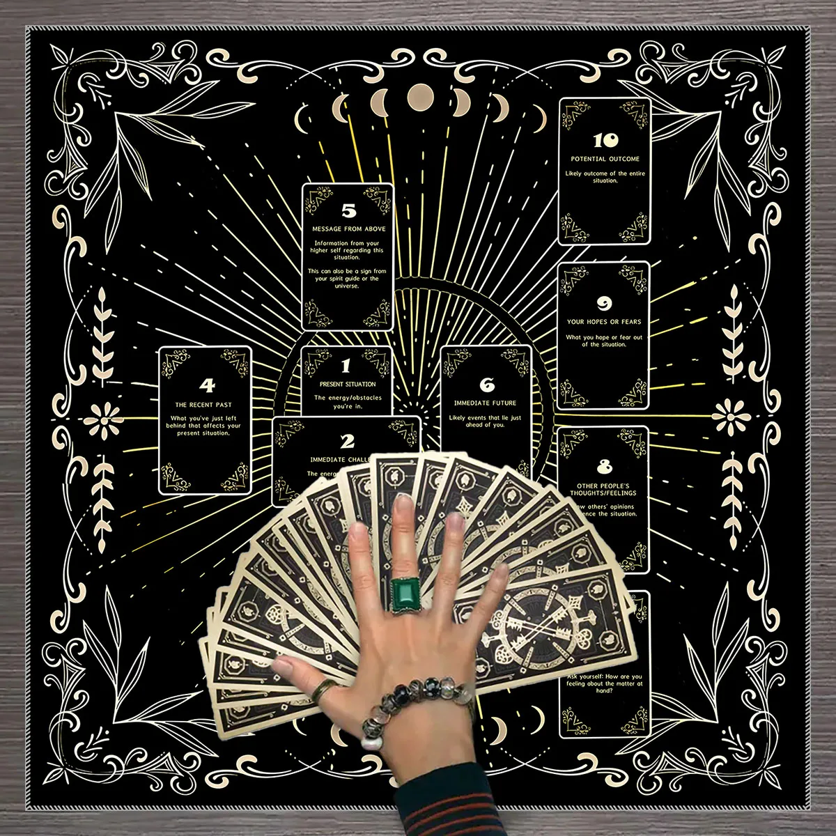 1 Stück Tarot-Tischdecke, keltisches Kreuz-Tarot-Tischdecke für Wahrsagereien, geheimnisvolle Tischdecke zur Altardekoration – Detail 11