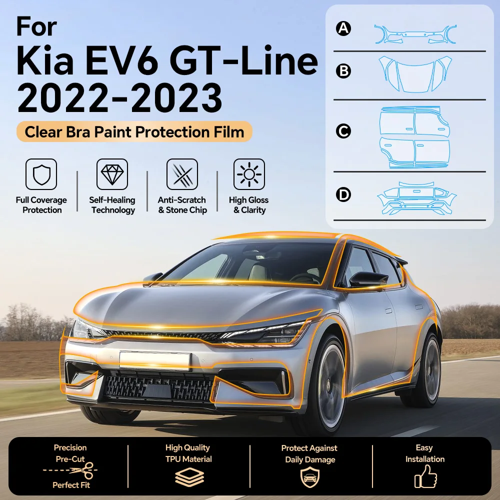 TPU For KIA EV6 GT-line 2022 2023 Paint Protection Film Pre-cut Clear PPF Invisible Anti-scratch Resistant Bra Car Accessories