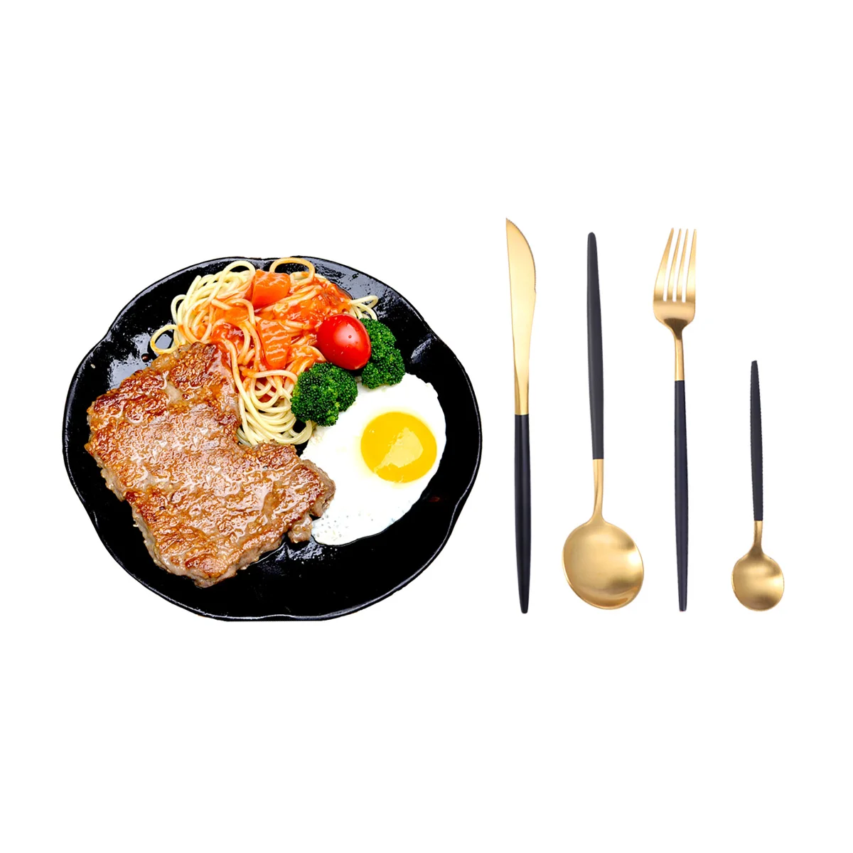 

Stainless Steel Flatware 304 Titanium Coated Cutlery Dinner Spoon Black Golden Soup Spoon Rust Resistant Comfort Grip