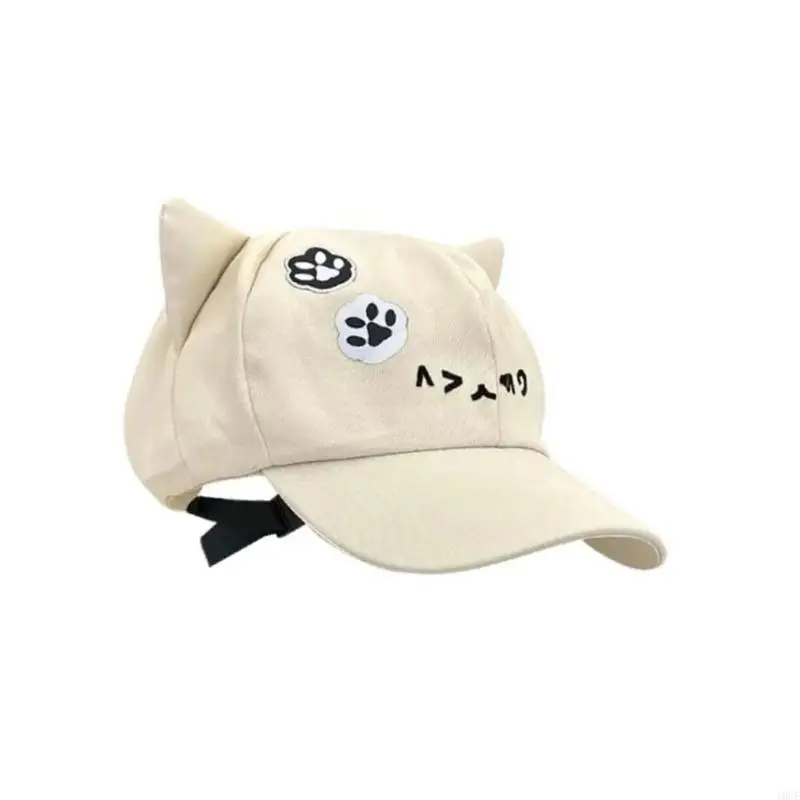 Anime Theme 3D Cats Ear Baseball Hat For Women Adjustable Strap Lovely Sun Hat 