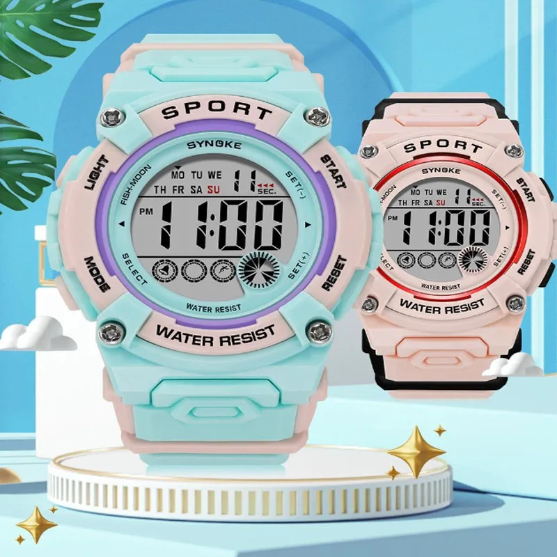 UTHAI Children Student Electronic Watch Waterproof Sport Multi functional Boys Girls Watches For8-22 Year Old New Equipment Gift