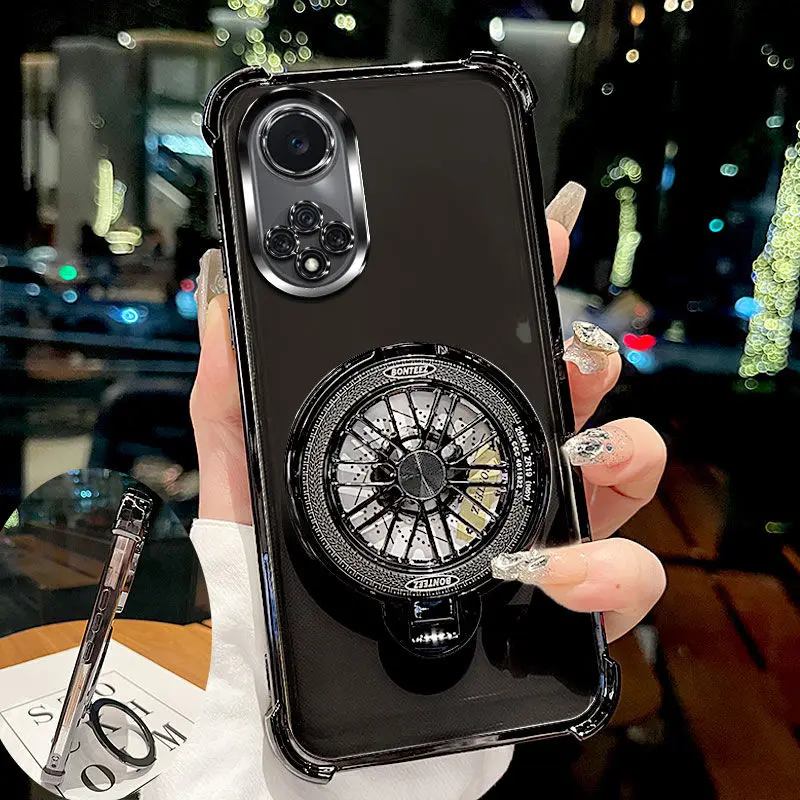 Glitter Shockproof Plating Gyro Bracket phone holder Case on For Honor 50 Huawei Nova 9 back Stand Cover Android Phone Case - náhled 3