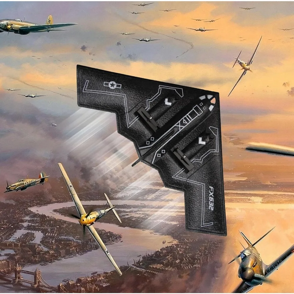 Juguete de avión de espuma con espíritu 2CH RC B-2 para principiantes para niños - Negro