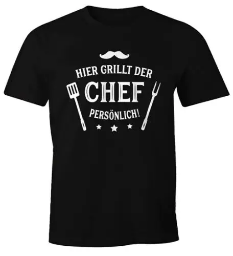 Herren T-Shirt Hier grillt der Chef persönlich Fun-Shirt Barbecue BBQ Grillen