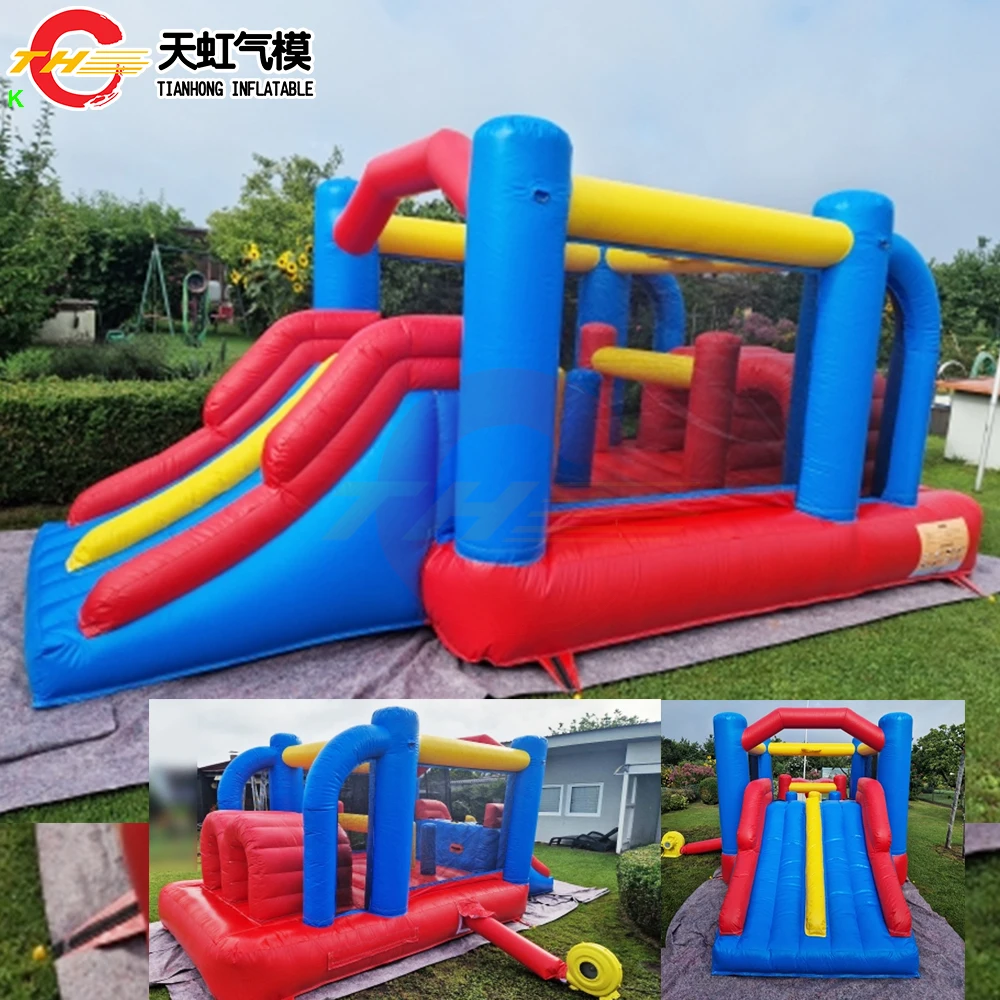 

5.2x2.5m Blue Red PVC Tarpaulin Inflatable Bouncer Cheap Bouncy Castle Bounce House Toys with Slide