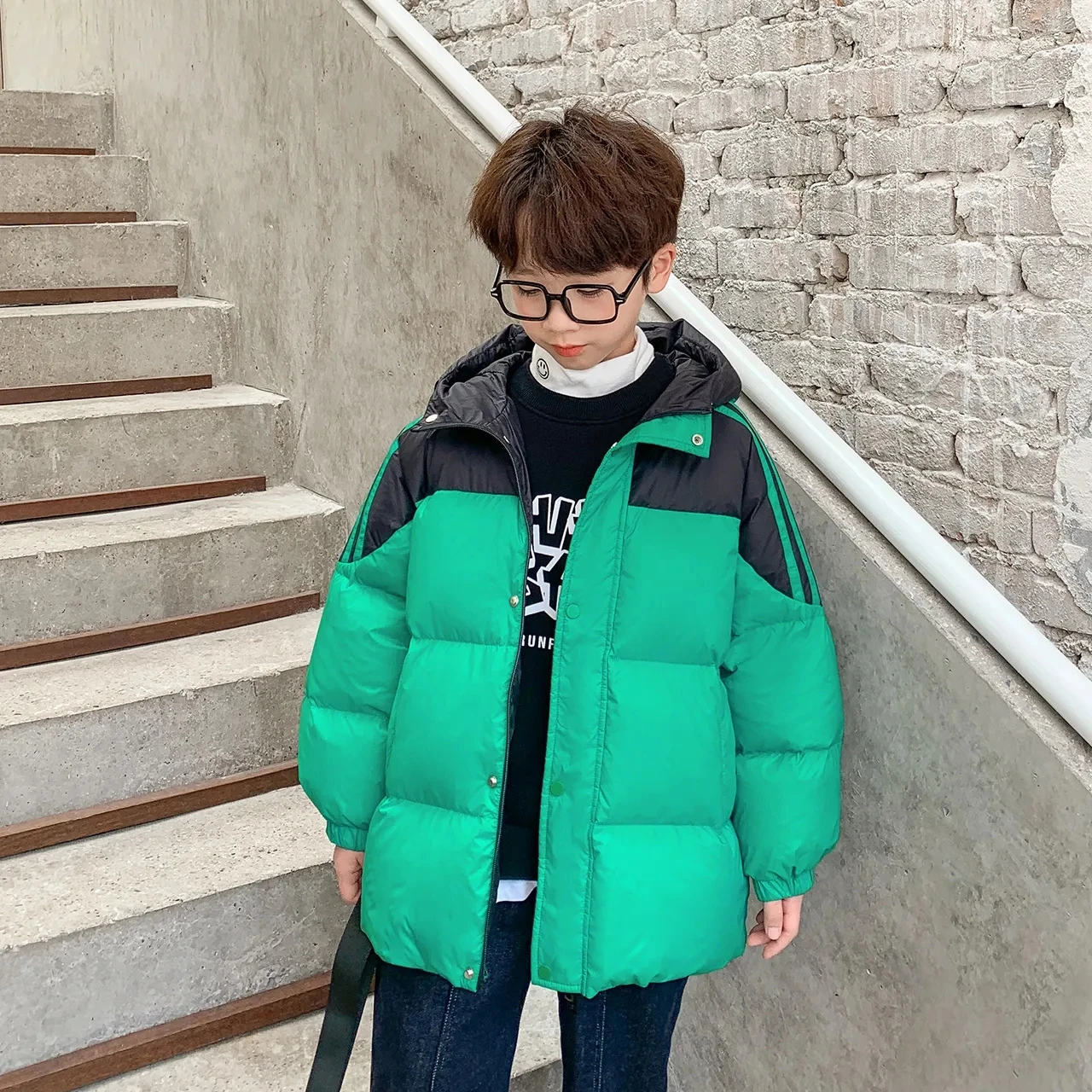 Boys Cotton Jacket Winter New Children's Hooded Thickened Cotton Coat Korean version Girls Down Cotton Jacket Parker