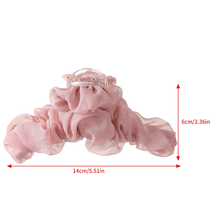 Korean Ins Women\'s Hair Clip Solid Color Lace Fold Net Red Claw Clip Plastic Shark Clip Fashion Girl Barrette Hair Accessories