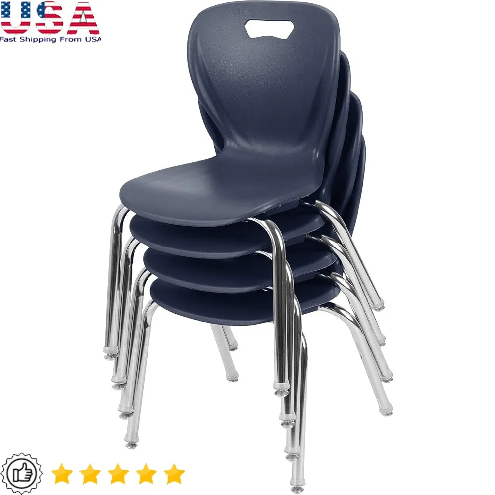 

Heavy-Duty Plastic Stacking School Chairs Set of 4 Contoured Seats Comfortable Classroom Furniture Kids Ergonomic Design Durable