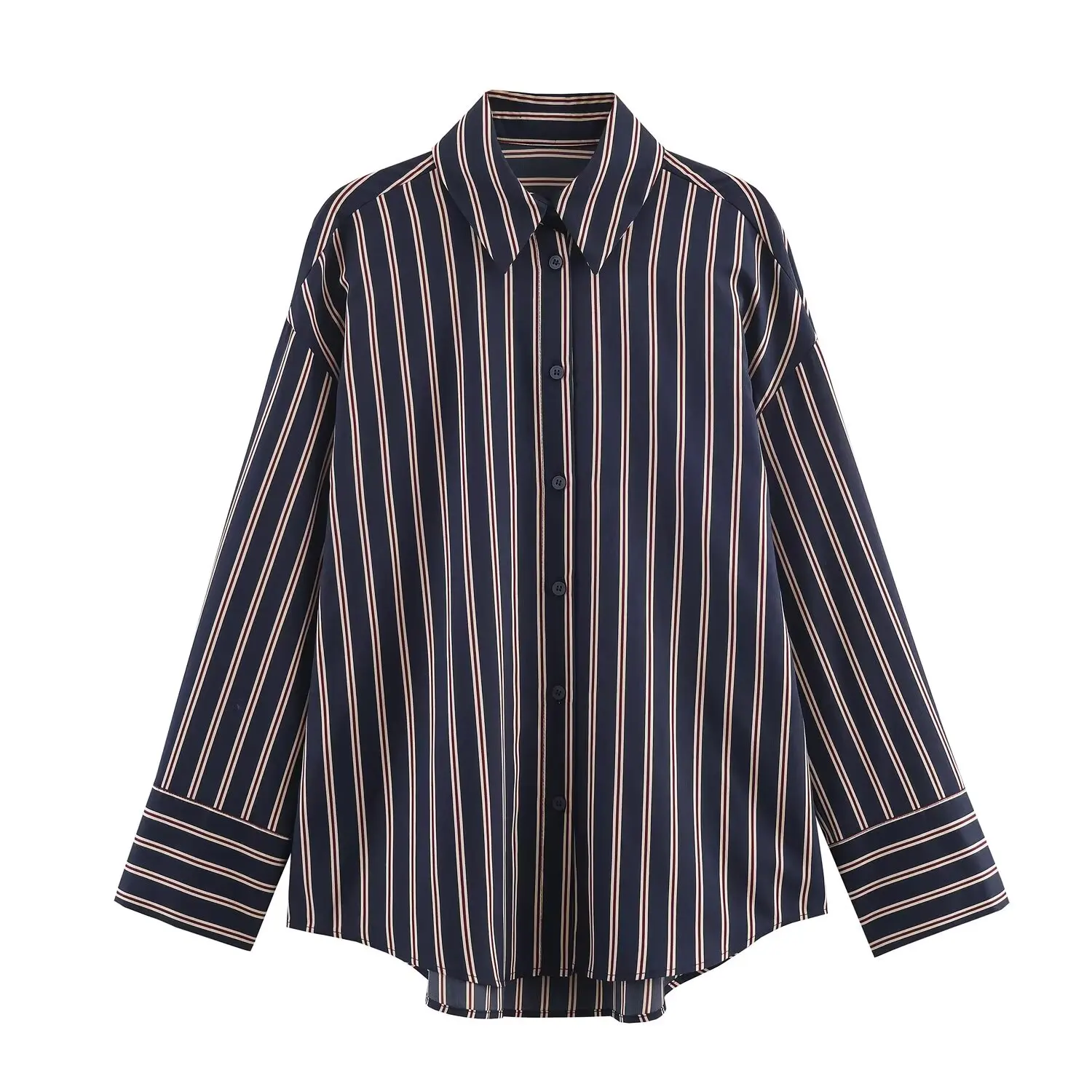 Women's Casual Striped Shirt Long Sleeve Lazy Style Spring Autumn New Fashion OL Female Universal Trendy Button Up Blouses Top