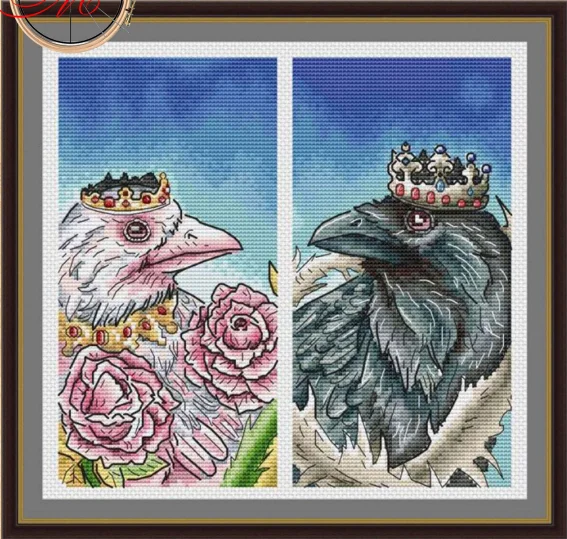 

crow king and his wife 33-32 Embroidery,DIY 14CT Unprinted Arts Cross stitch kits Set Cross-Stitching Home Decor