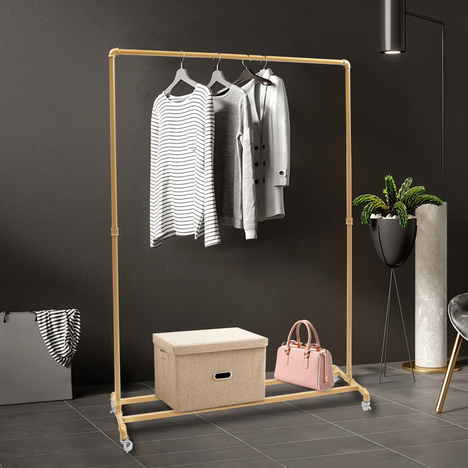 160cm Modern Metal Standing Hanger Clothes Salon Display Rack Living Room Nordic Clothing Organize