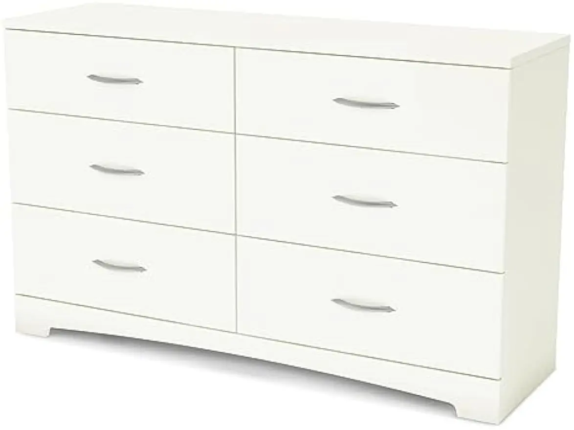 Gray Contemporary Clothing Storage, Six Bedroom Dresser Chest of Drawers Pure White Providing a set of 6 drawers perfect