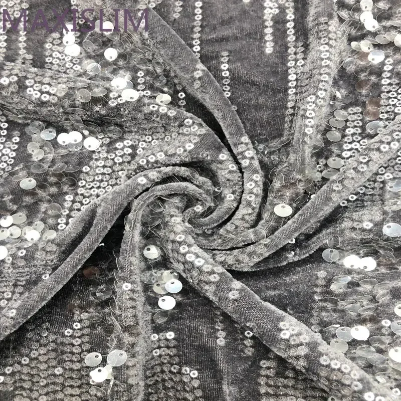 3+7MM DIY Pink Black Gray White Fashion Flannel Sequin Fabric For Background Tablecloth Decoration Costume Design Wide:125CM