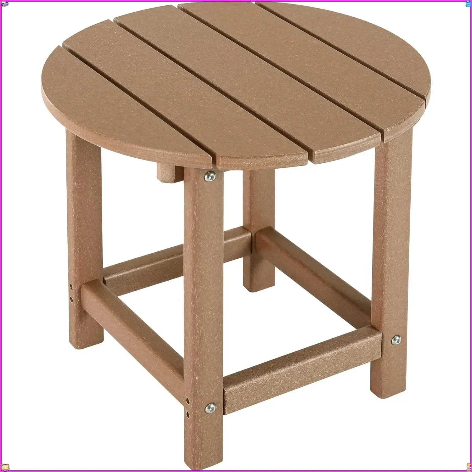 

Round Patio Side Table End Table, Outdoor Side Tables for Patio, Backyard,Pool, Indoor Companion (Teak)