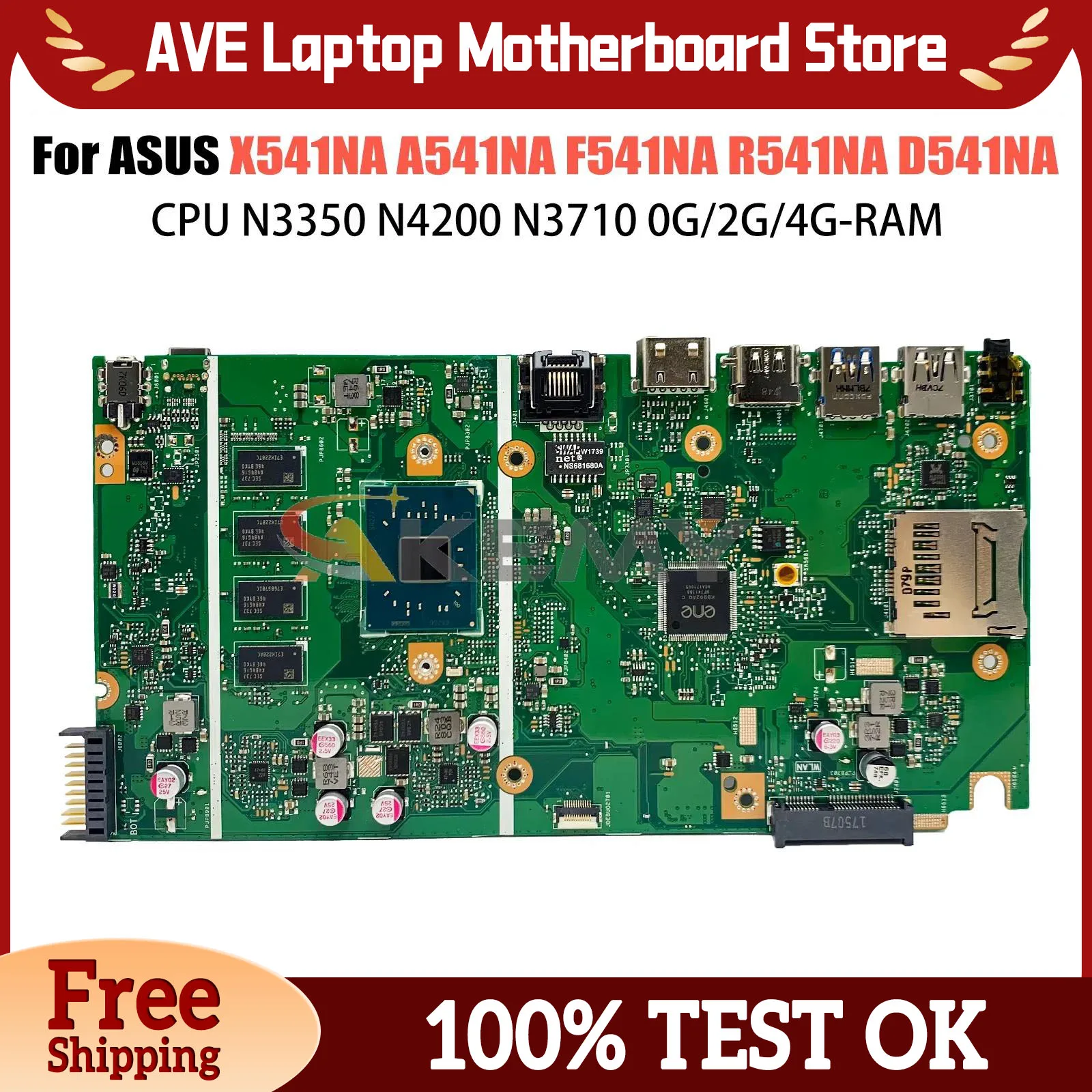 X541N Notebook Mainboard For ASUS X541NA X541NC A541N R541N F541N A541NC Laptop Motherboard N3350 N4200 CPU GT810M UMA Test OK