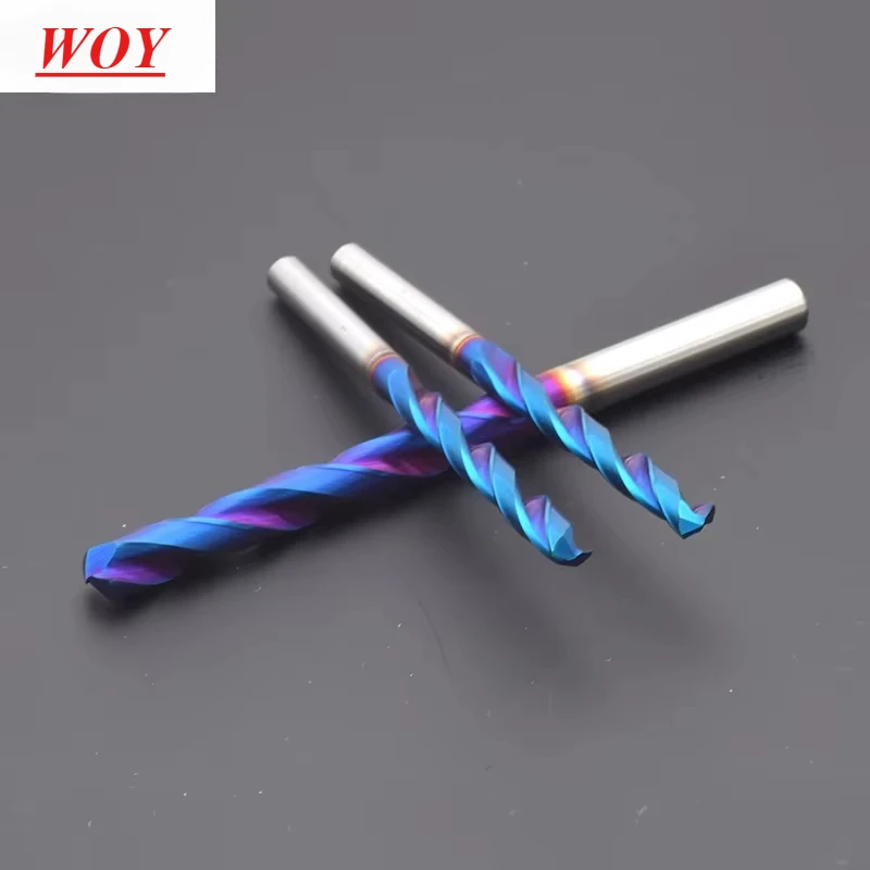 

WOY Solid Carbide Twist Drill HRC65 60MM 80 100MM Lengthening Blue Coated 1-15mm CNC Machinery Tool Hard Metal Steel Drilling