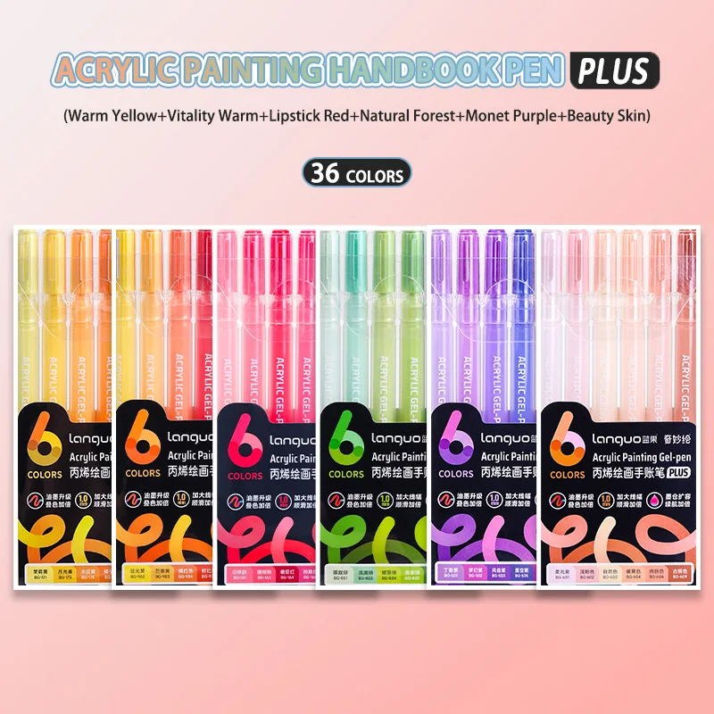 Languo 6/24/36/54/72/90 Farben Acrylmalstifte, Mehrfarbige Gelstifte, Neutralstifte für Schüler, Schreibmarker, Schreibwaren – Detail 16