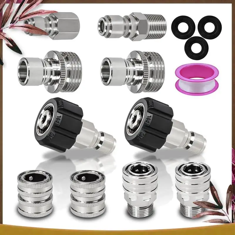

AB59-10Pack Фитинги для быстрого подключения мойки высокого давления, комплект быстрого подключения M22-14 мм с поворотом на 3/8 дюйма, простой в использовании