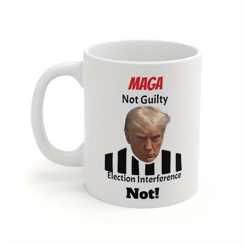 MAGA Not Guilty Mug: Political and Bold Design - Perfect Gift for Supporters and Conservatives, Unique Collectible for Daily Use