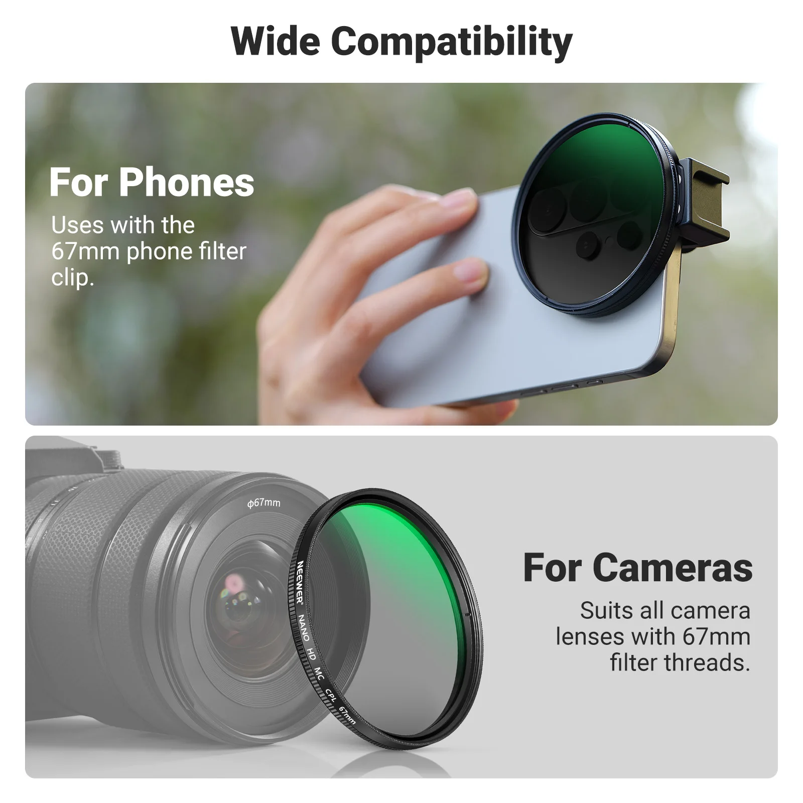 NEEWER 67mm Handy-CPL-Filter mit Cold-Shoe-Clip, HD-Zirkularpolarisationsfilter für Samsung S26 Ultra iPhone 17 Pro/Pro Max – Detail 6