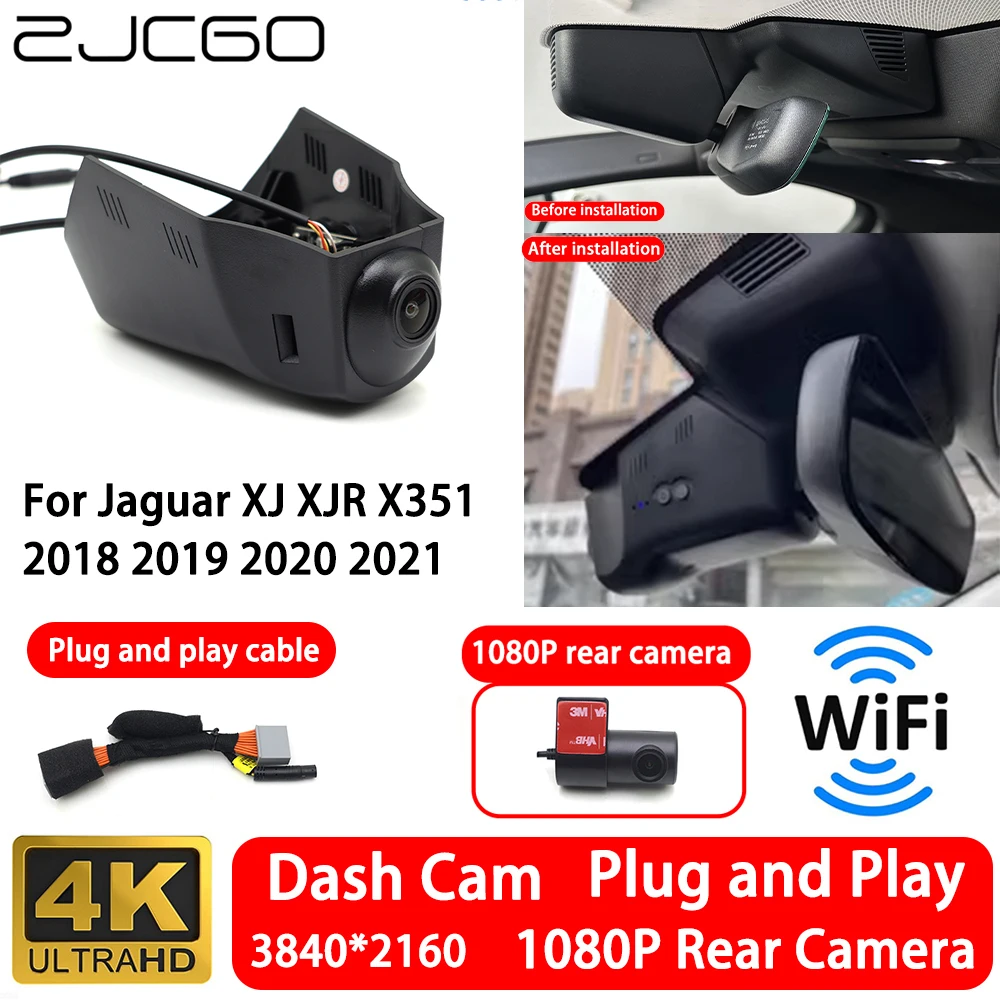 

for Jaguar XJ XJR X351 2018 2019 2020 2021 4K 2160P Front Rear Camera Dash Cam Wifi Plug and Play Video Recorder Loop Recording