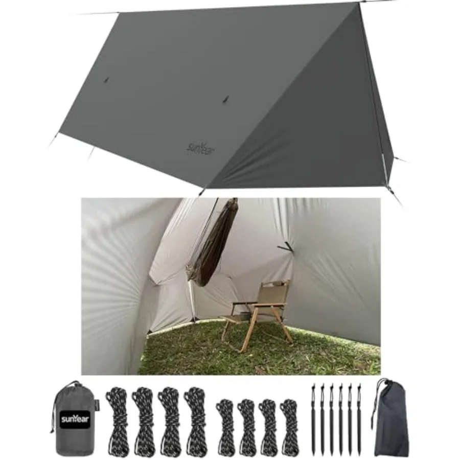 

Hammock Rain Fly Waterproof - Premium Hammock Tarp with Doors to Stay Warm and Dry in All Seasons Portable and Lightweight Camp