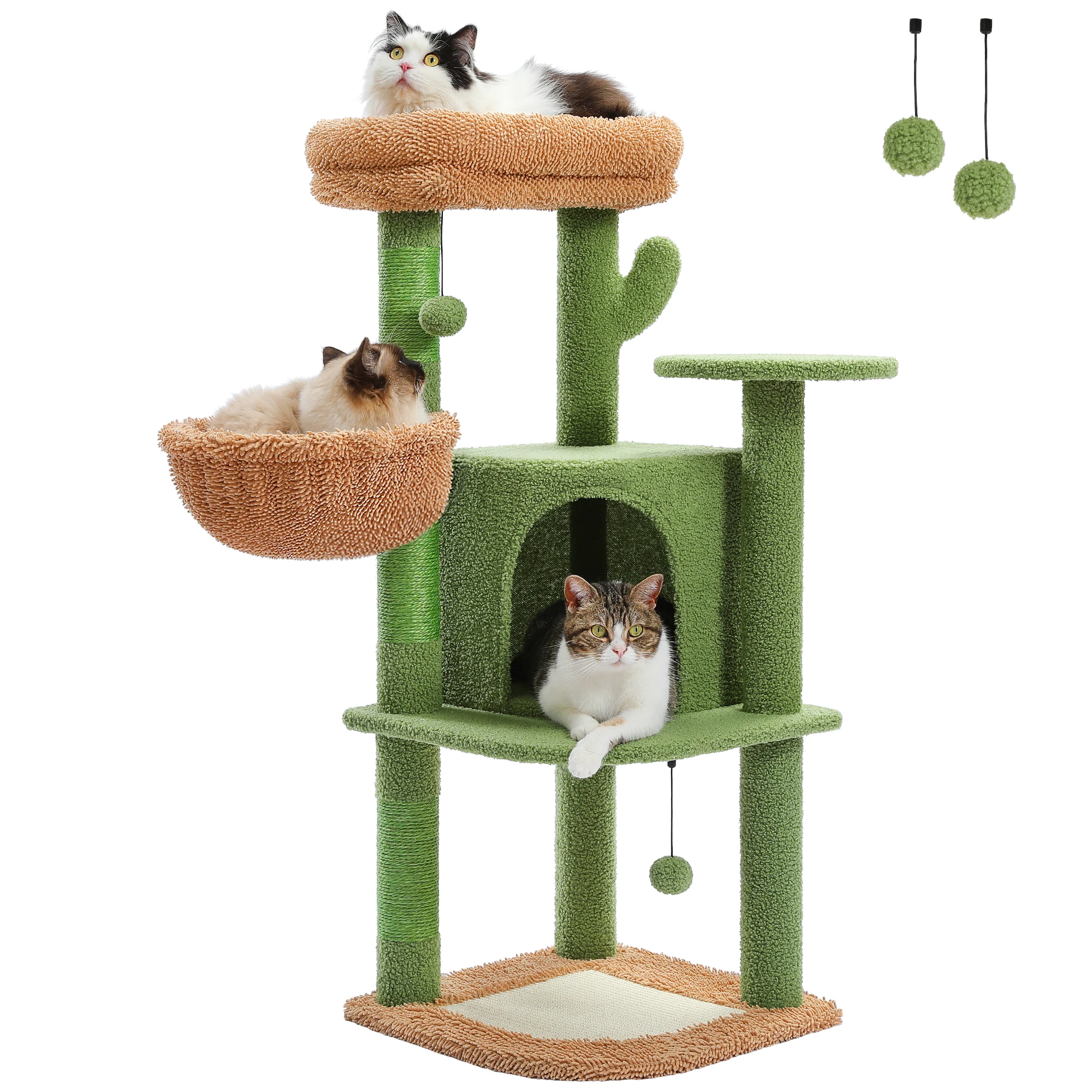 

Cat Tree Cactus Cat Tower with Cozy Condo and Perch for Indoor Cats Multi-Level Cat House with Sisal Covered Scratching Posts