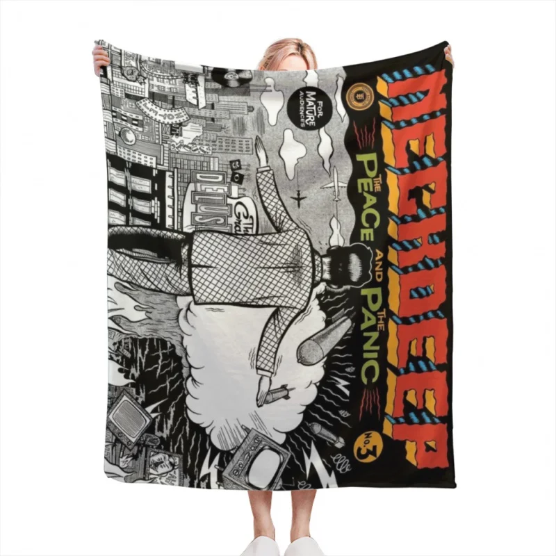 Peace and the panic Throw Blankets Soft Velvet Blanket Travel Bedding Home Decor Fleece Blanket