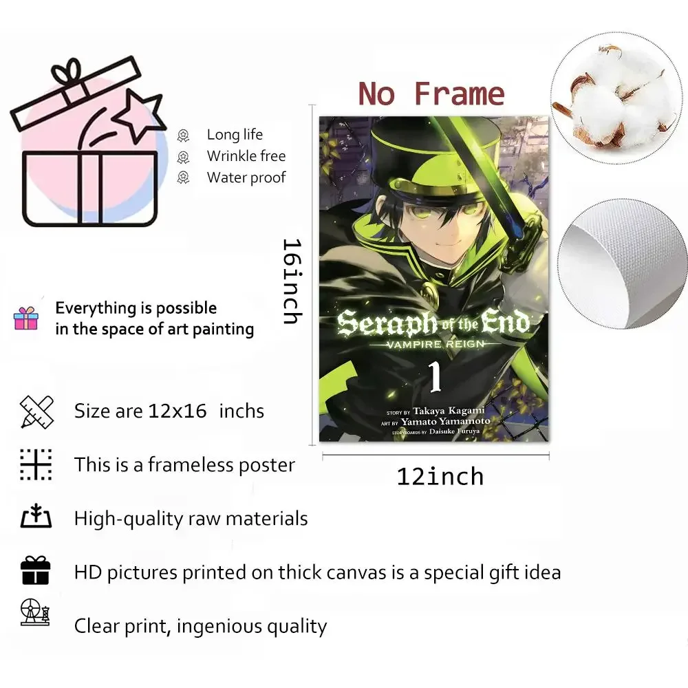 Manga Vampire Darkfantasy Seraph Of The End Painting Calligraphy Canvas Wall Art Mural Living Room Canvas Decor Gifts