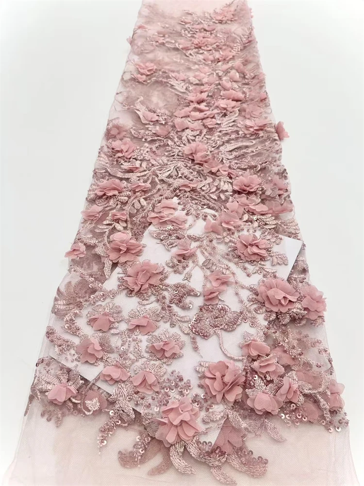 

Latest African 3D Flower Lace Fabric 2025 High Quality Groom Lace Material French Nigerian Lace Fabrics For Women Party Wedding