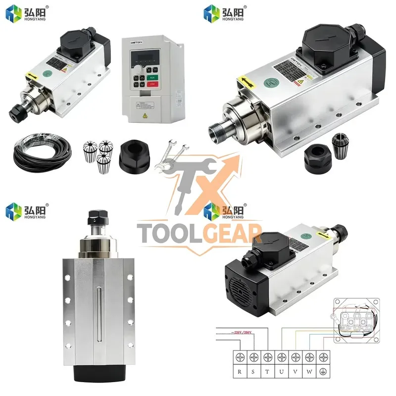 2026China*Factory* DETON 2.2-kilowatt square Air-cooled Main Shaft Black Housing Frequency Converter Package 18000rpm 300hz