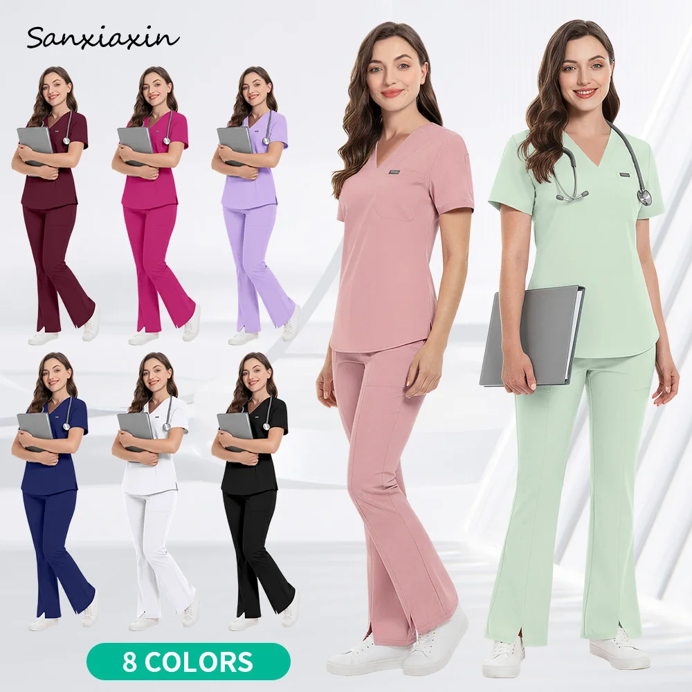 

Hospital Nurse Accessories Nursing Scrub Set Short Sleeve Top Nursing Pants for Women Beauty Salon Spa Uniform Dental Scrub Suit