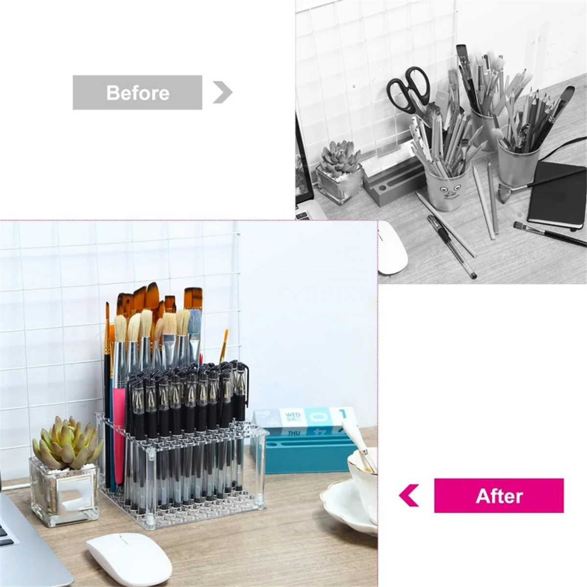 

AA98 Подставка для акриловых ручек, 96 слотов, органайзер для цветных карандашей, подставка-держатель для кисточки для макияжа бровей, черный