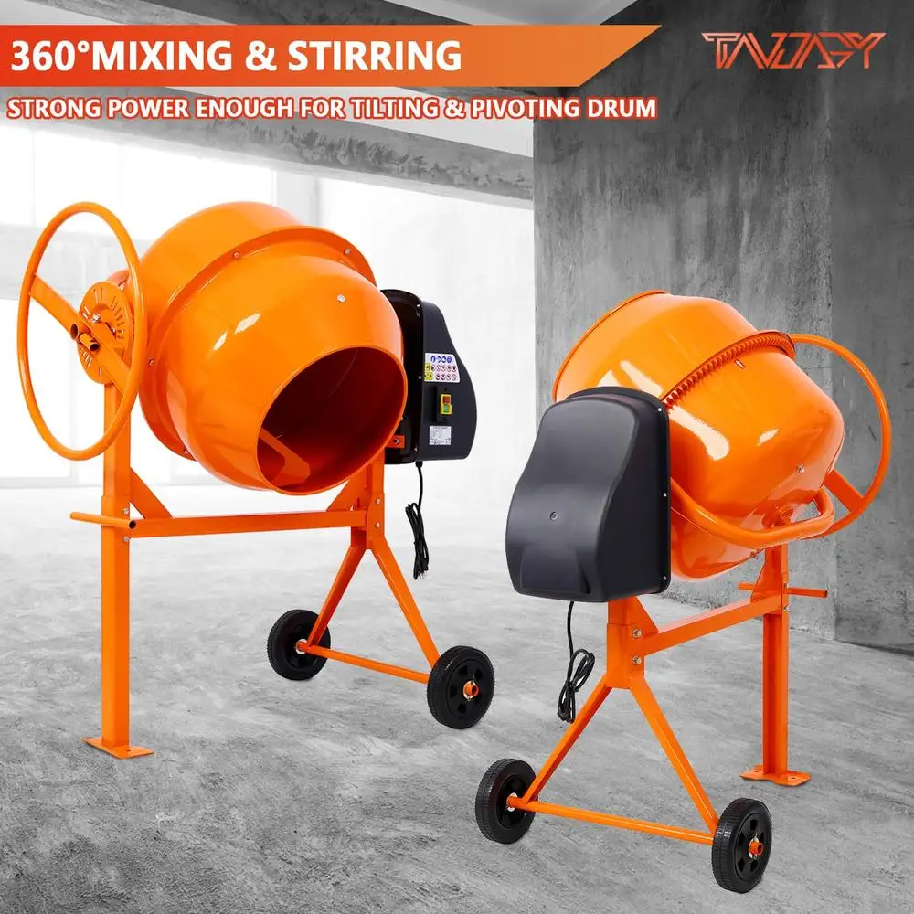 Portable Cement Mixer with 5 Cu Ft Drum Capacity Electric Mixer Machine Construction Projects