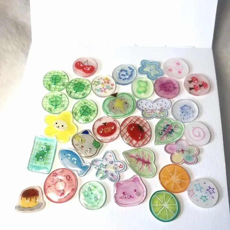 زر أكريليك التفاح الدوبامين، 28 قطعة ملونة على شكل خاص إكسسوارات يدوية الصنع مادة كتيب إكسسوارات الملابس