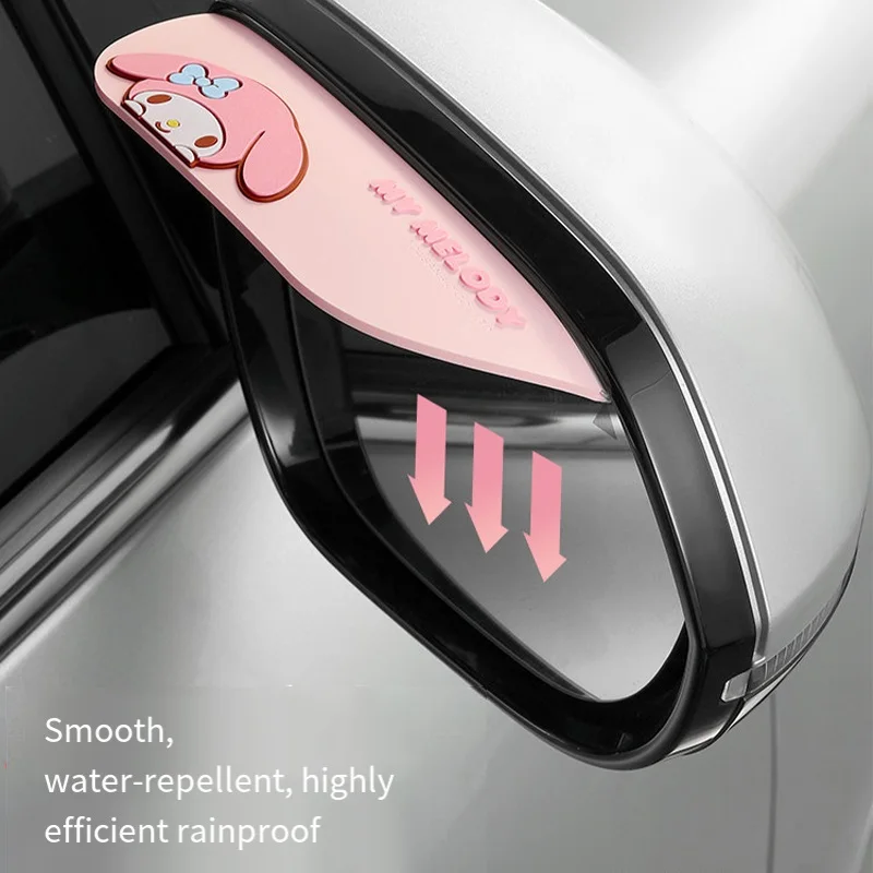 Genuine Sanrio Car Reversing Mirror Rearview Mirror Rain Cover Kuromi My Melody Cartoon Sun Visor Cute Car Supplies Car Supplies view 3