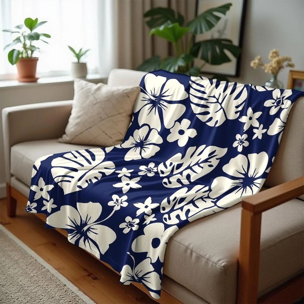 Blue Hawaii Ultra Soft Sherpa Fleece Blanket Fluffy Warm Halloween Cozy Throw for Sofa Couch Bedroom Gift All season