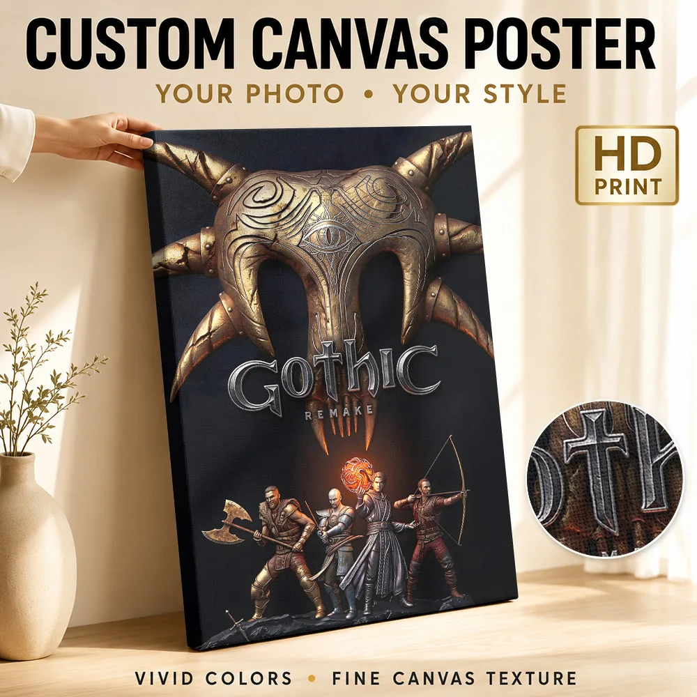 Gothic Remake Video Game Framed Canvas Poster Custom Gothic Horror Wall Art for Game Room Decor Collectible Ready to Hang Gift