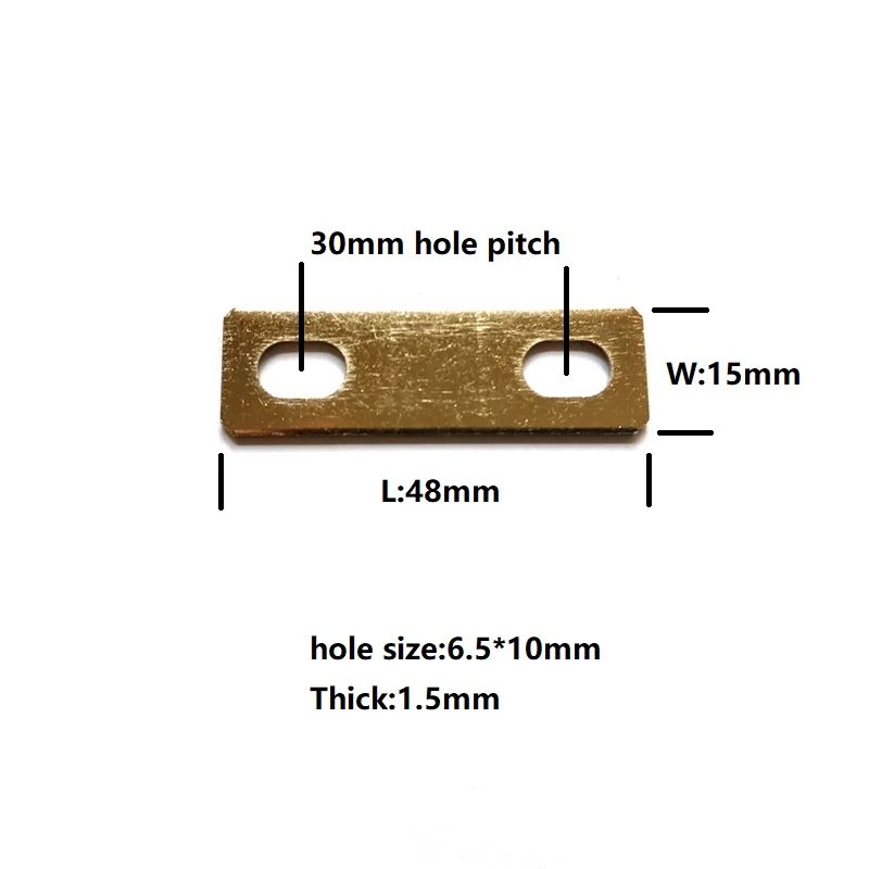 4pcs Battery Busbar 30mm Hole Central Pitch Nickel-Plated Copper Connector Contact M6 Hole Size For LiFePO4 Lithium Cells