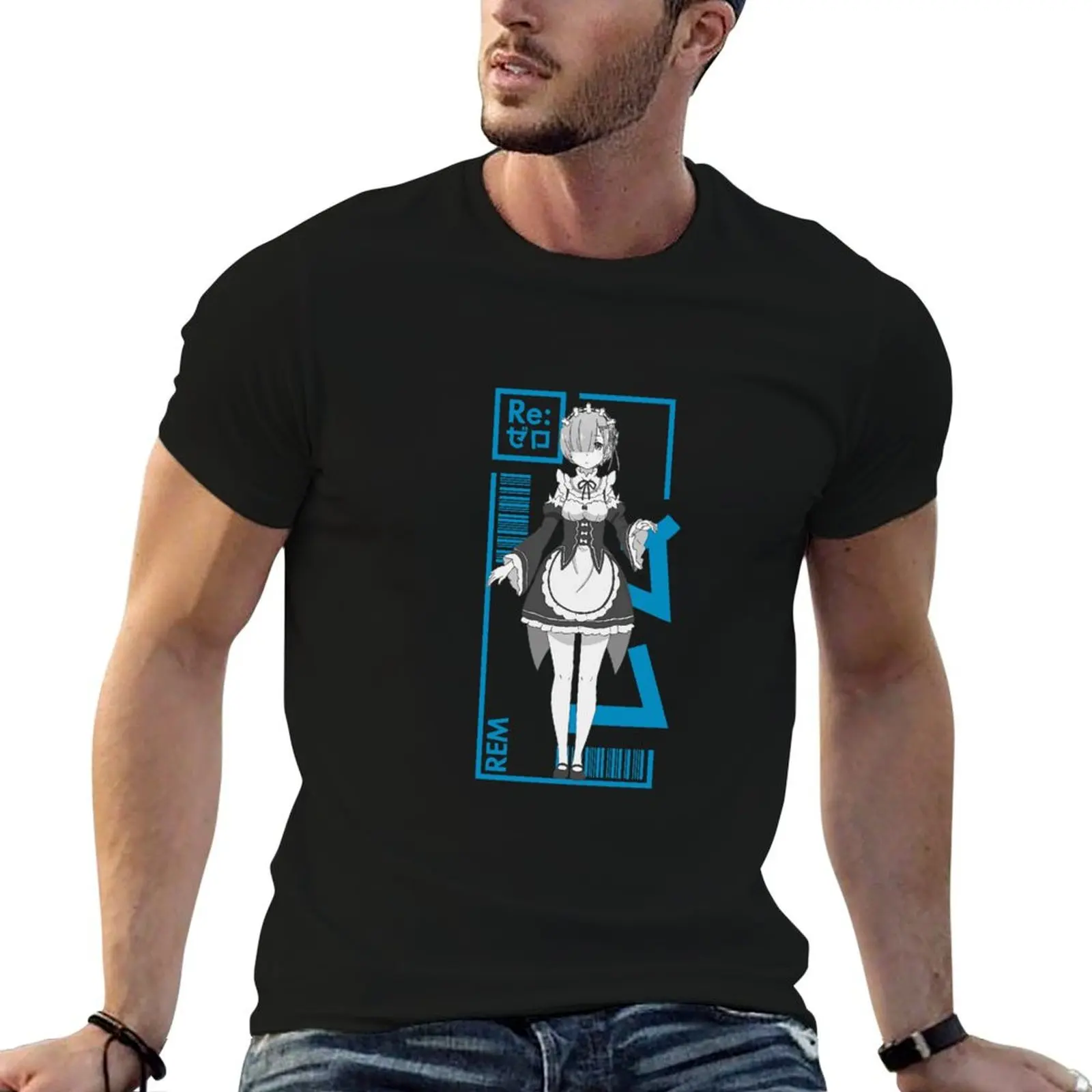 Rem - Re:Zero - Typography 1 T-Shirt funny t shirts cotton man t shirts graphic anime t shirts for man T-shirt