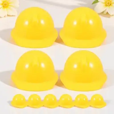 10Pcs Mini Plastic Safety Mini Construction Hat for Birds Chickens Pet Decor Holiday Party Cake Topper Ornament