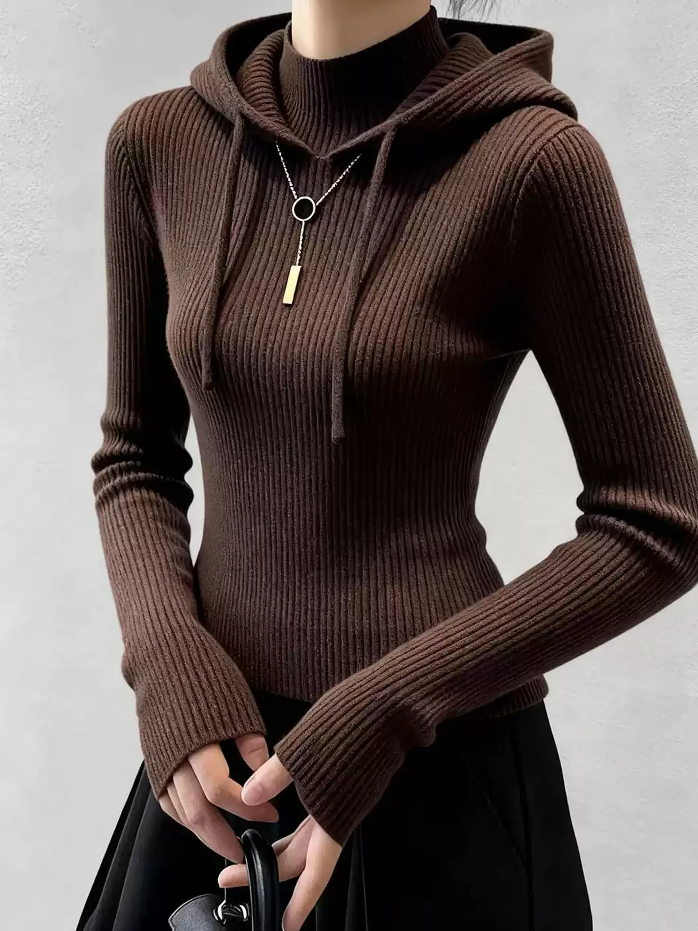 

Korean Sle Long Sve Camere Knitted Hat Women's Faionable Versatile Winter irt Soft Straight Cut Commute Sle