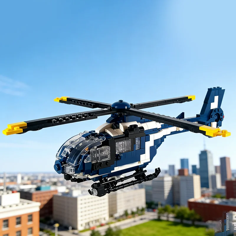 634 pièces, série de guerre, EC 135 gendarmerie, MOC, blocs de construction modulaires personnalisables, technologie, design simple, bricolage, jouet pour garçons, cadeau d'anniversaire