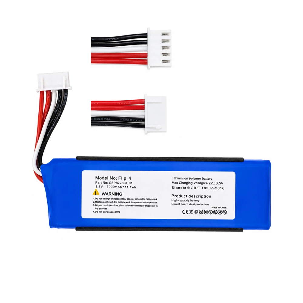 3.7V 3000mAh Battery GSP872693 01 Replacement for JBL Flip 4 Flip4 Bluetooth Speaker Rechargeable Li-ion Battery