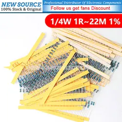 100pcs 1/4W Metal Film Resistor 1R~1M 100R 220R 330R 1K 1.5K 2.2K 3.3K 4.7K 10K 22K 47K 100K 100 220 330 1K5 2K2 3K3 4K7 Ohm New