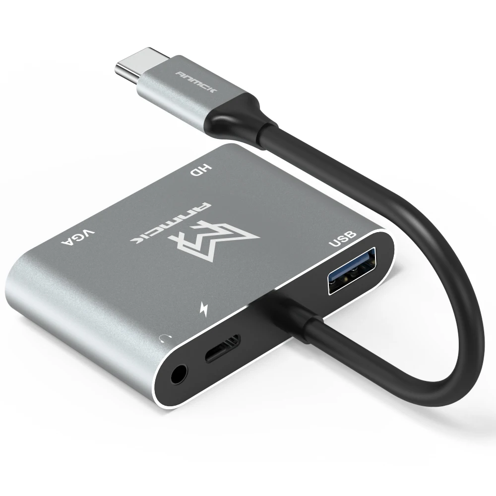 Anmck USB C 4K Loại C Adapter VGA USB3.0 HDMI-Tương Thích Âm Thanh Chuyển Đổi Video PD 87W bộ Sạc Nhanh Dành Cho Macbook Pro Samsung S9