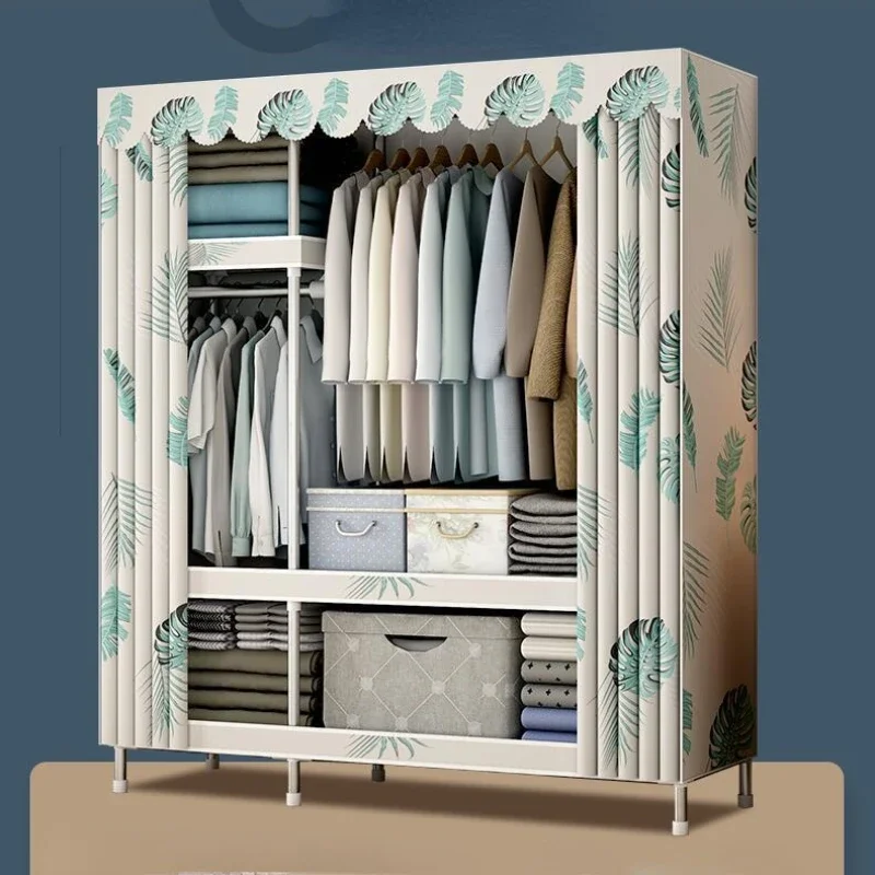 Reinforced ModernWardrobe,Bold Steel Tube Design,Thickened Clothes Storage,Easy Assembly Hanging Closet,Durable Fabric Organizer