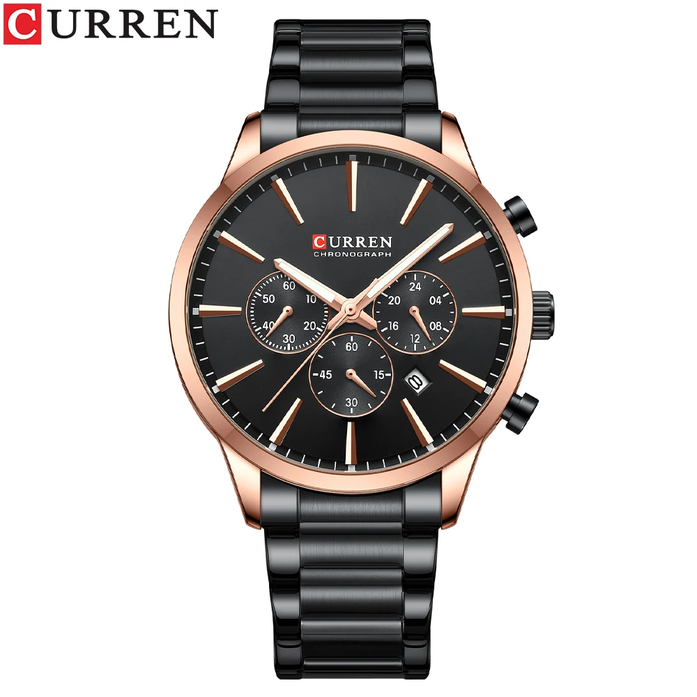 CURREN Casual Sport Uhren Herren Quarz Chronograph Edelstahl Armband Armbanduhren mit Datum Männliche Uhr 5