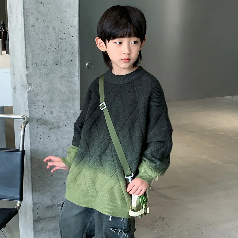 

Boy Sweater Pullover Autumn and Winter 2023 Winter New Children Clothing Autumn Knitwear Tide Boy Fashion Style Sweater