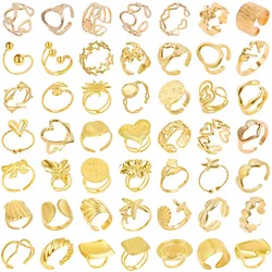 1/5pcs Flower Tulip Marine Organism Ocean Shell Starfish Rings For Women Men Accessories Stainless Steel Ring Adjustable Jewelry